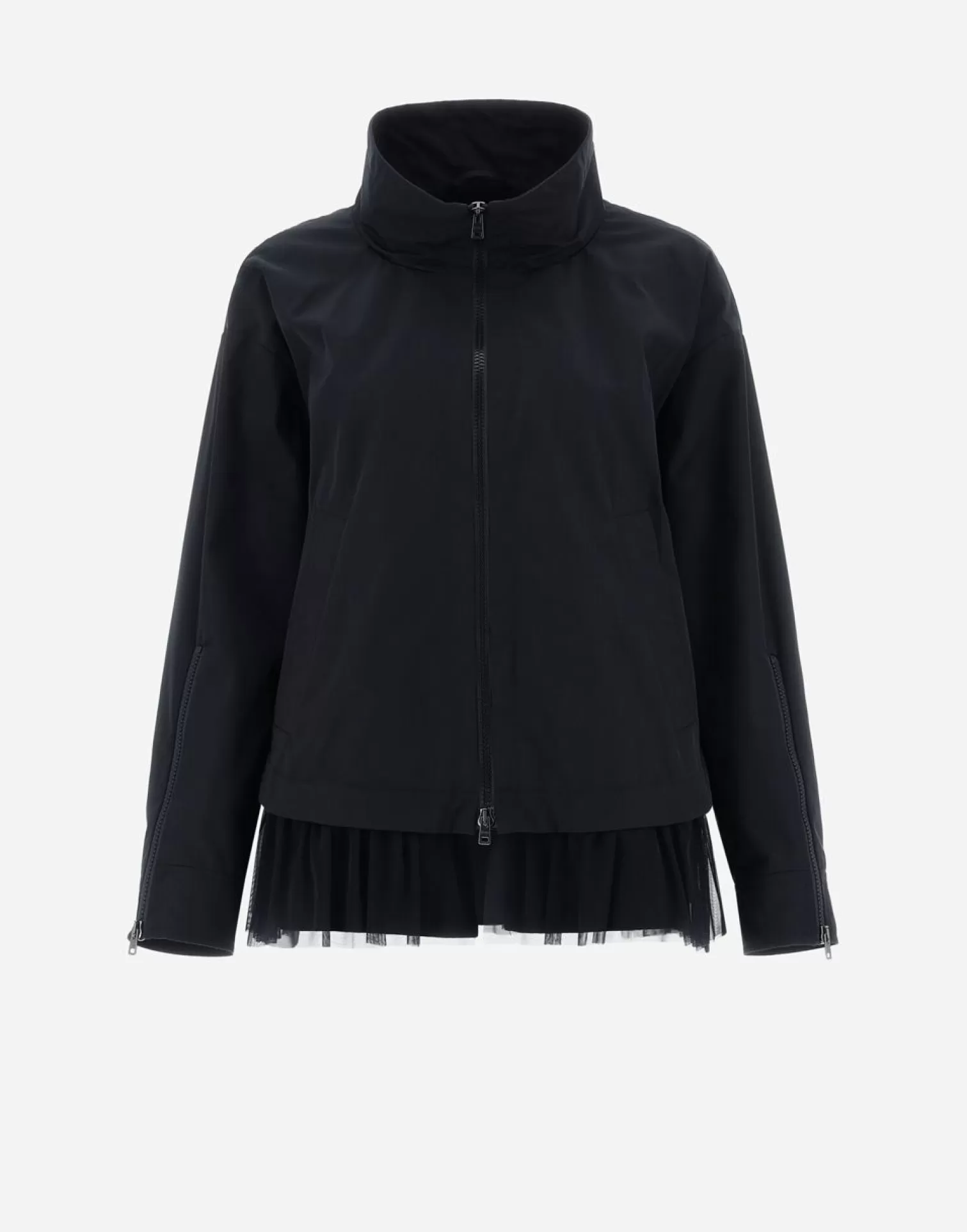 Herno Parkas Et Vestes>Jacket In Compact Nylon & Tulle Black