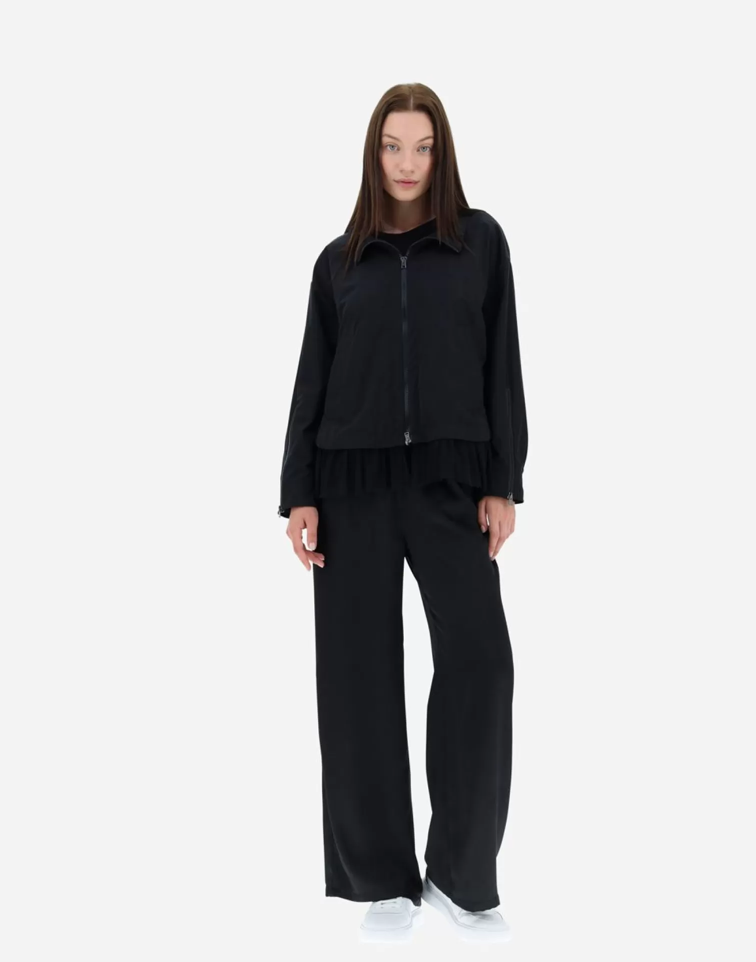 Herno Parkas Et Vestes>Jacket In Compact Nylon & Tulle Black