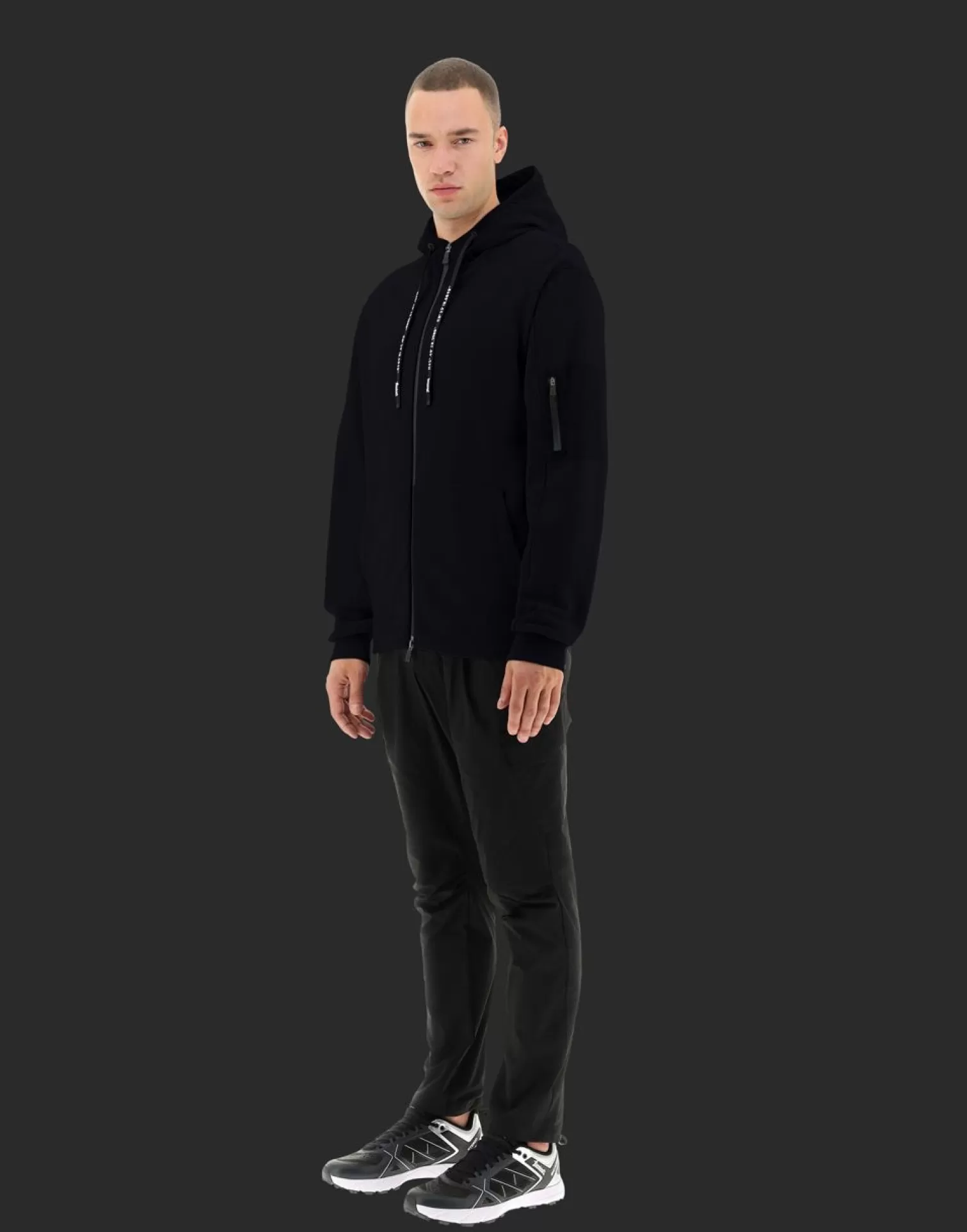 Herno Bomber>Laminar Bomber Jacket In Cotton Sweater And Light Opalescent Fabric Black