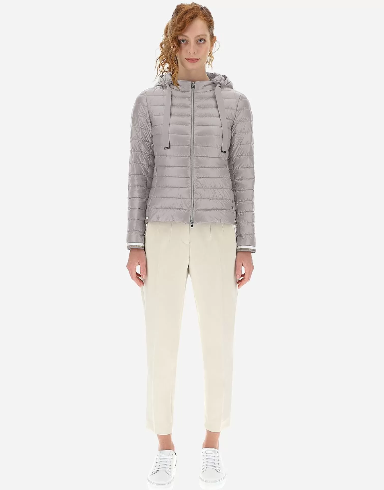 Herno Bomber>Nylon Ultralight Bomber With Lurex Sweater Light Grey