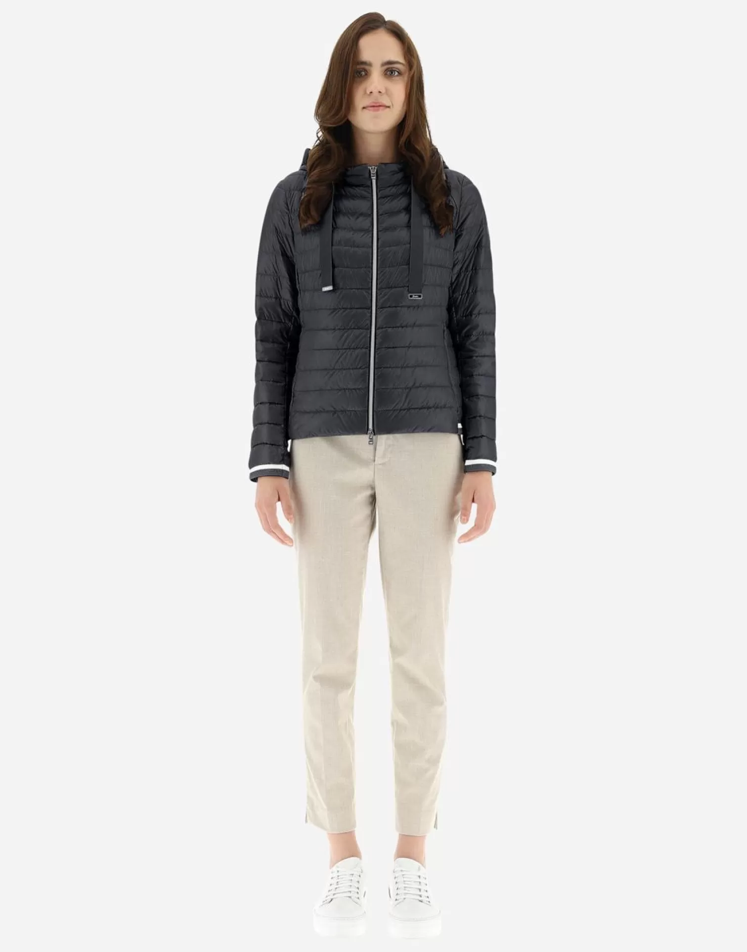 Herno Bomber>Nylon Ultralight Bomber With Lurex Sweater Black