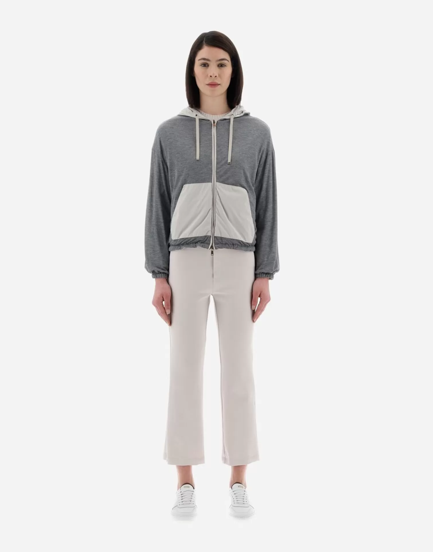 Herno Bomber>Resort Bomber Jacket In Light Nylon Stretch & Light Jersey Chantilly