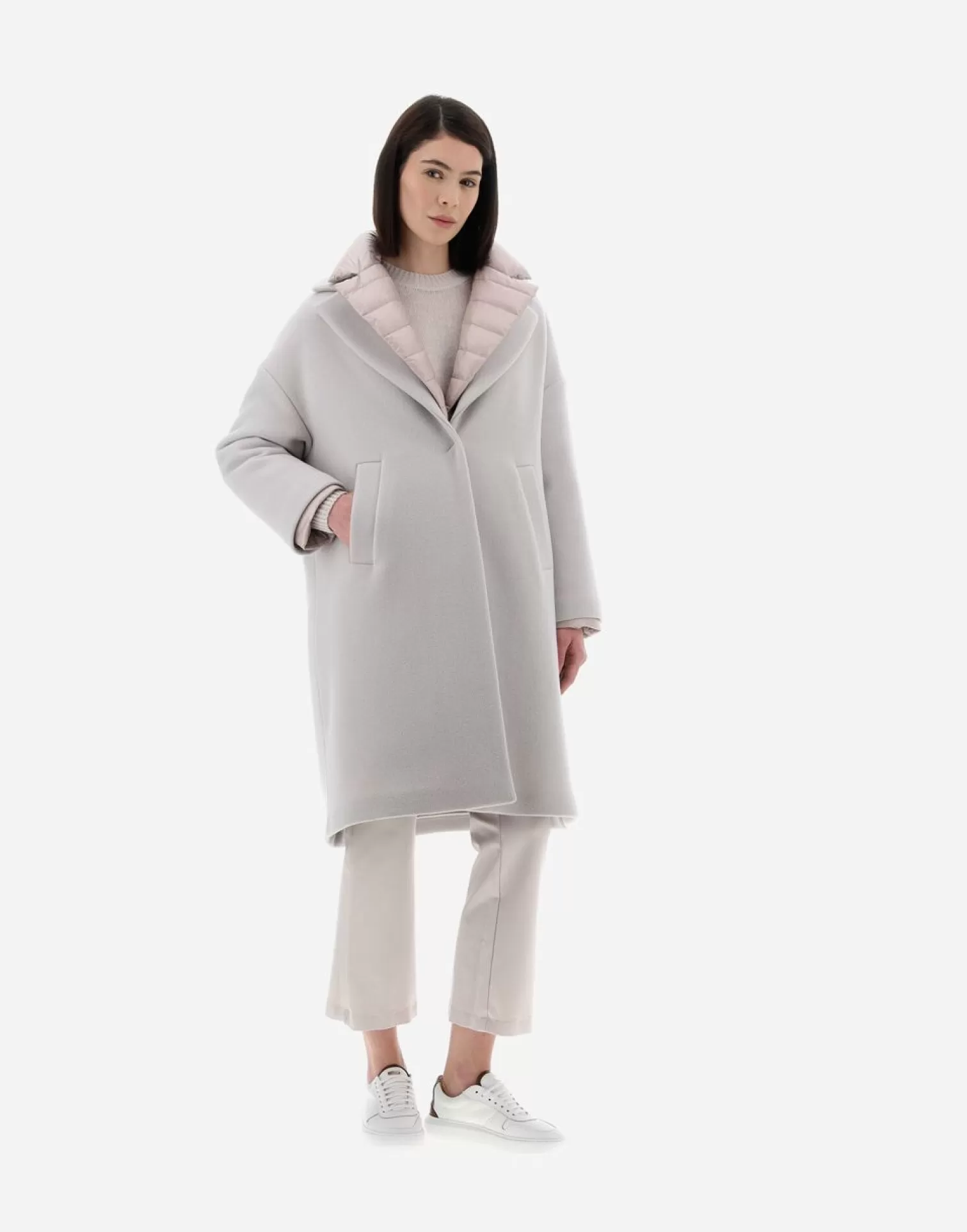 Herno Manteaux Et Trench-Coats>Resort Coat In Modern Double & Nylon Ultralight Chantilly