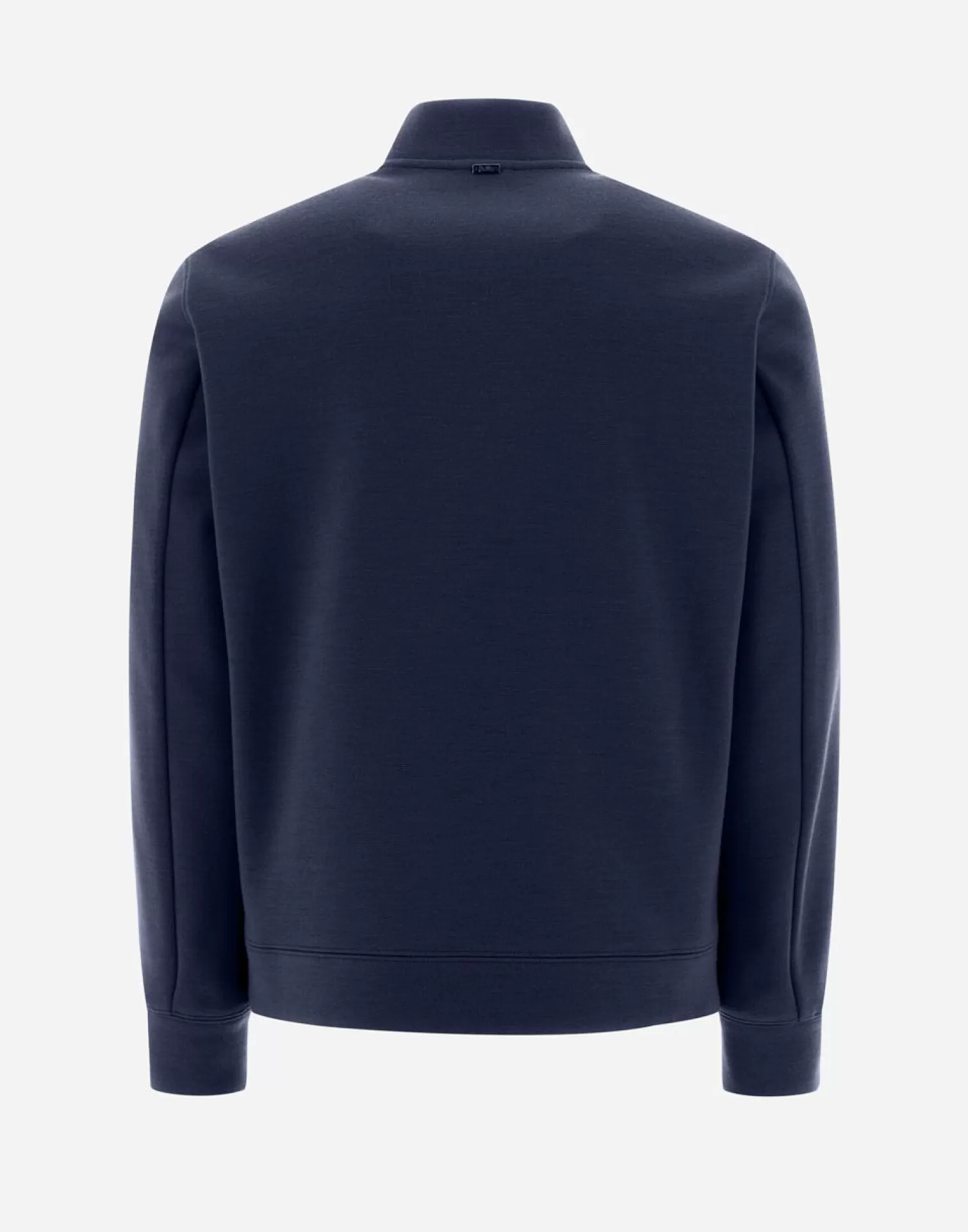 Herno Bomber>Resort Shirt In Coupled Knit Effect & Light Nylon Stretch Blue
