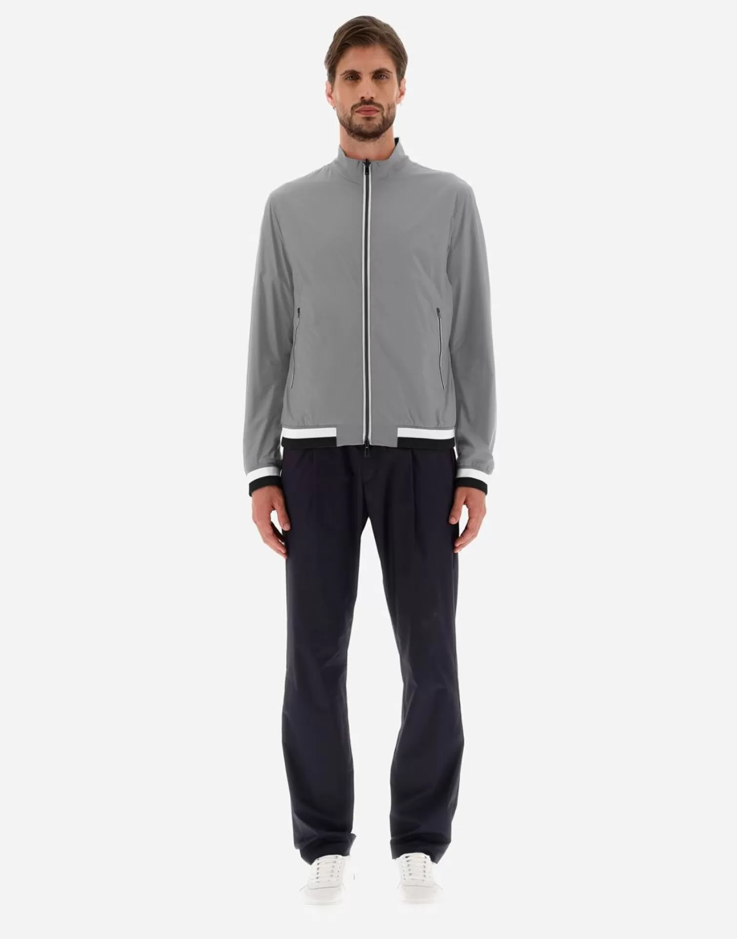 Herno Bomber>Reversible Millionaire Microfibre & Nuage Bomber Jacket Blue/Grey