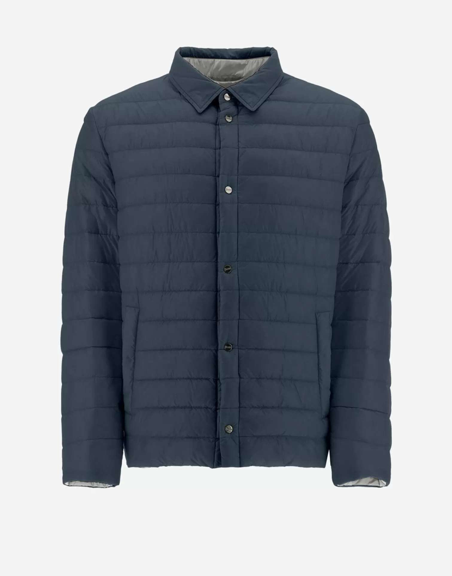 Herno Doudounes Courtes>Reversible Two-Tone Shirt In Nylon Ultralight Navy Blue