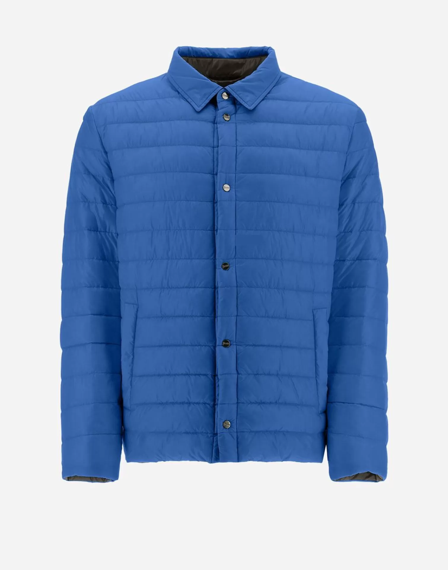 Herno Doudounes Courtes>Reversible Two-Tone Shirt In Nylon Ultralight Turquoise