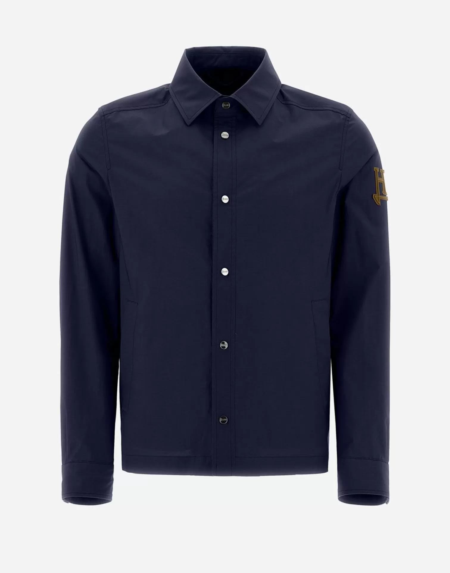 Herno Chemises>Shirt In Light Cotton Stretch Blue Navy