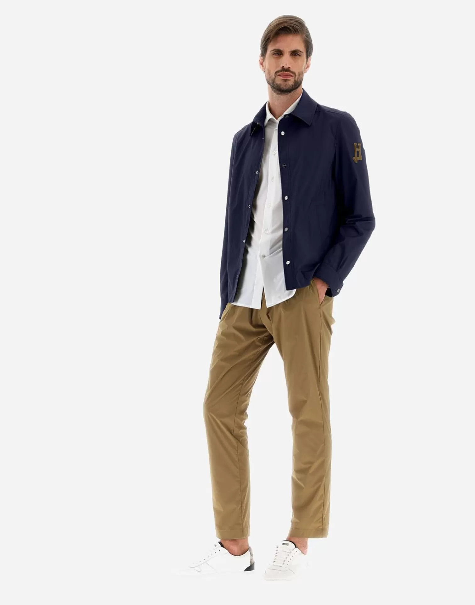 Herno Chemises>Shirt In Light Cotton Stretch Blue Navy
