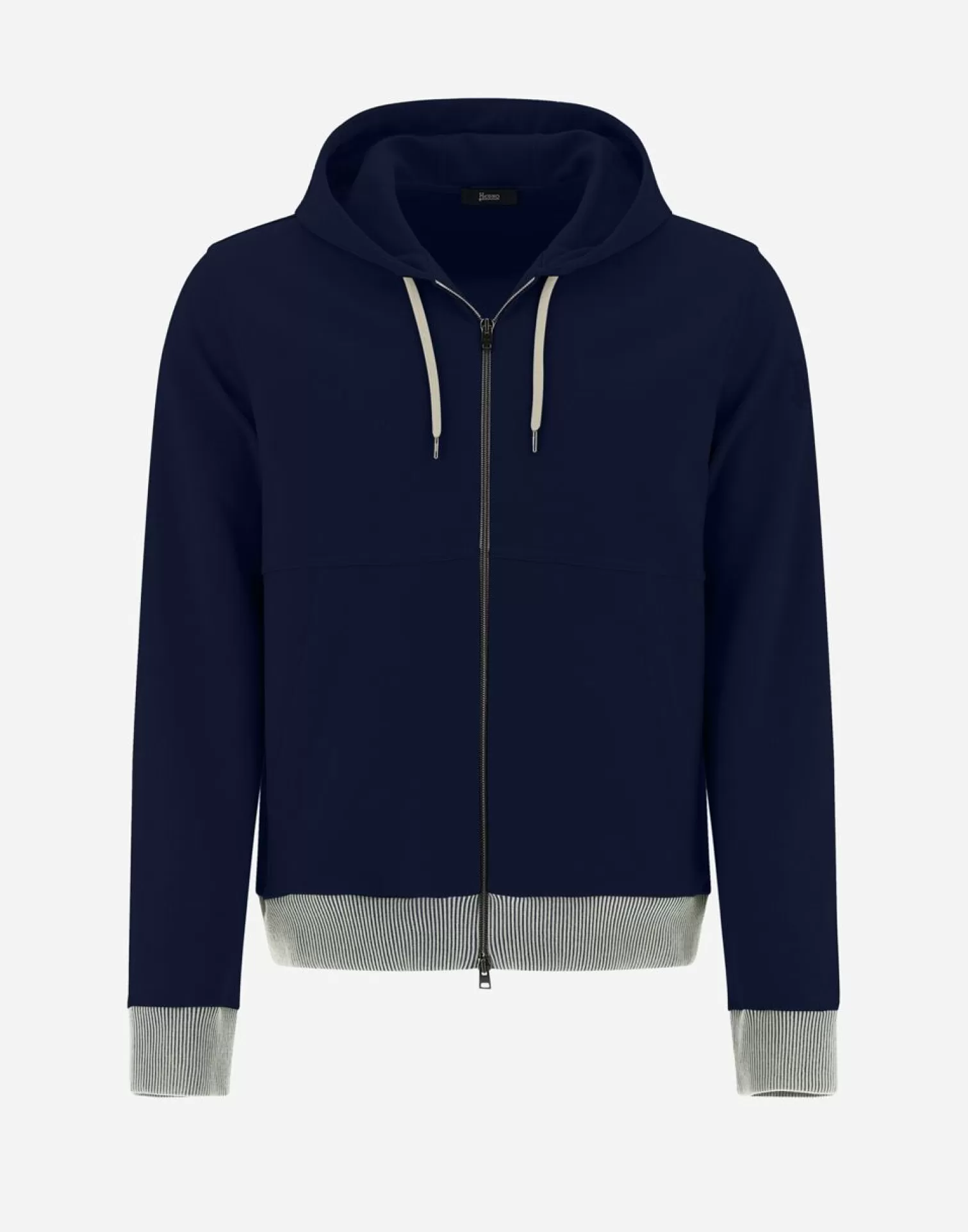 Herno Bomber>Sweatshirt In Double Sweater Blue
