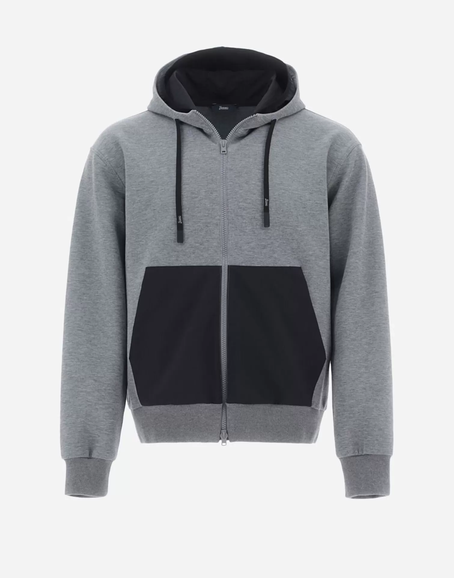 Herno Bomber>Sweatshirt In Soft Scuba & Plaster Light Grey