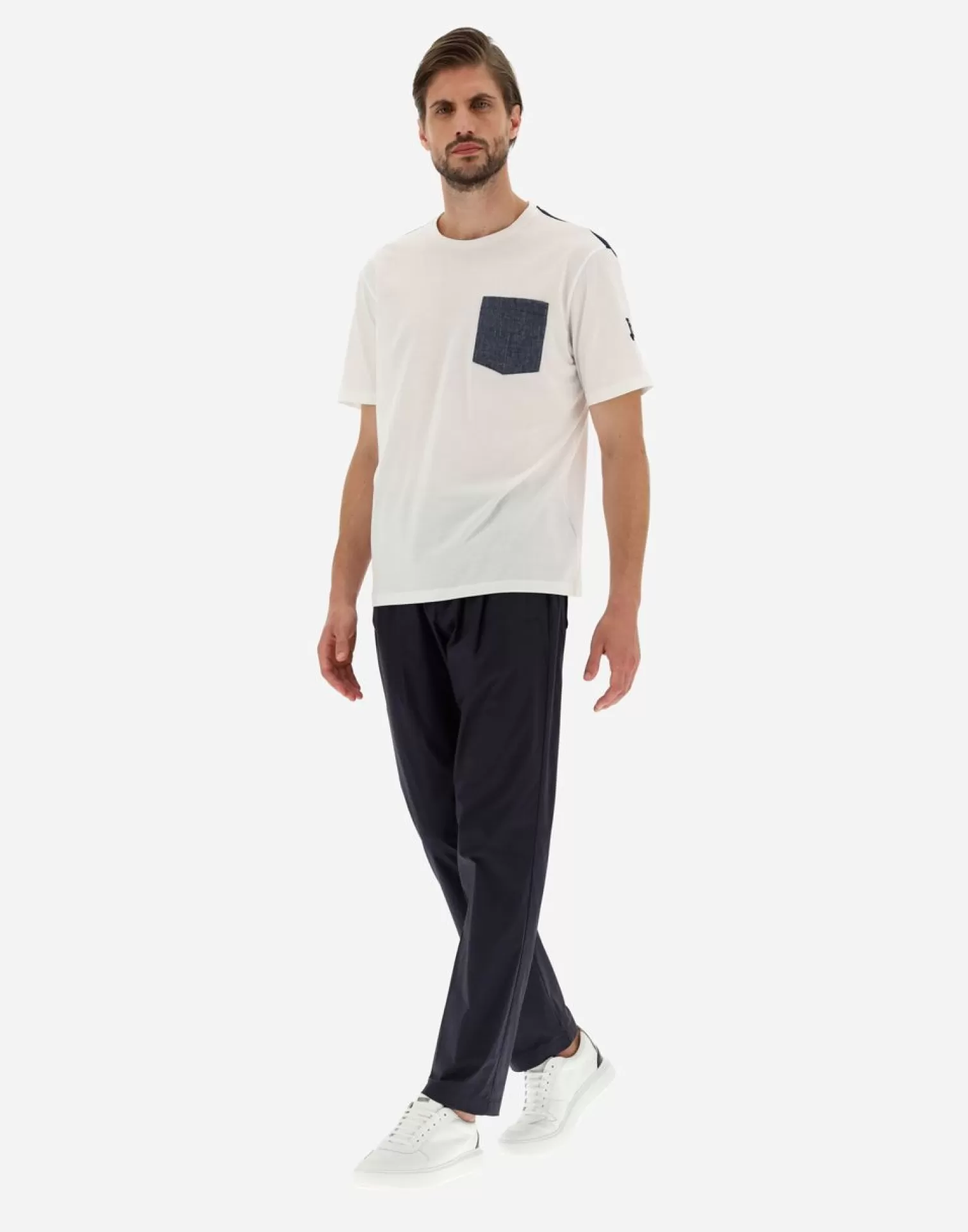 Herno T-Shirts Et Polos>T-Shirt In Cotton Jersey White/Blue