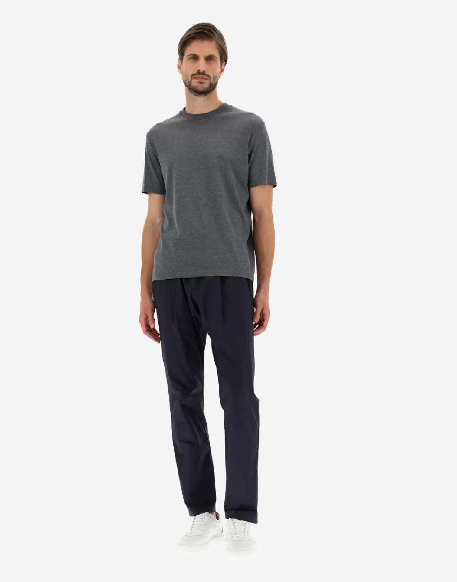 Herno T-Shirts Et Polos>T-Shirt In Silk Jersey Light Grey