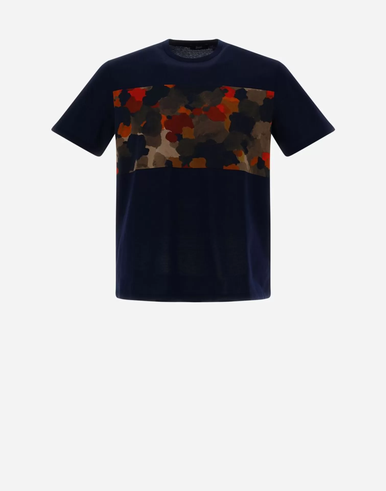 Herno T-Shirts Et Polos>T-Shirt In Superfine Cotton & Spring Camo Jersey Navy Blue
