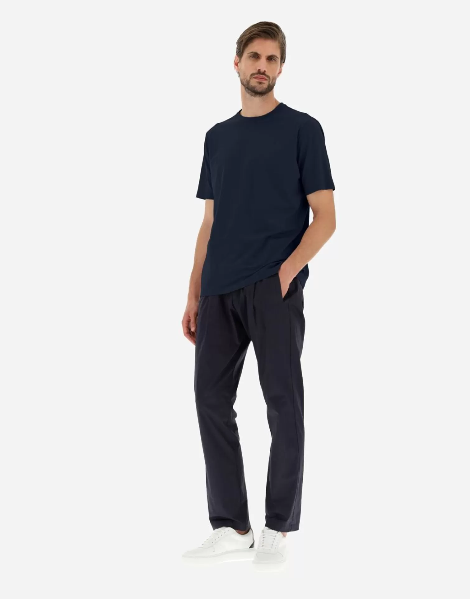 Herno T-Shirts Et Polos>T-Shirt In Superfine Cotton Stretch Navy Blue