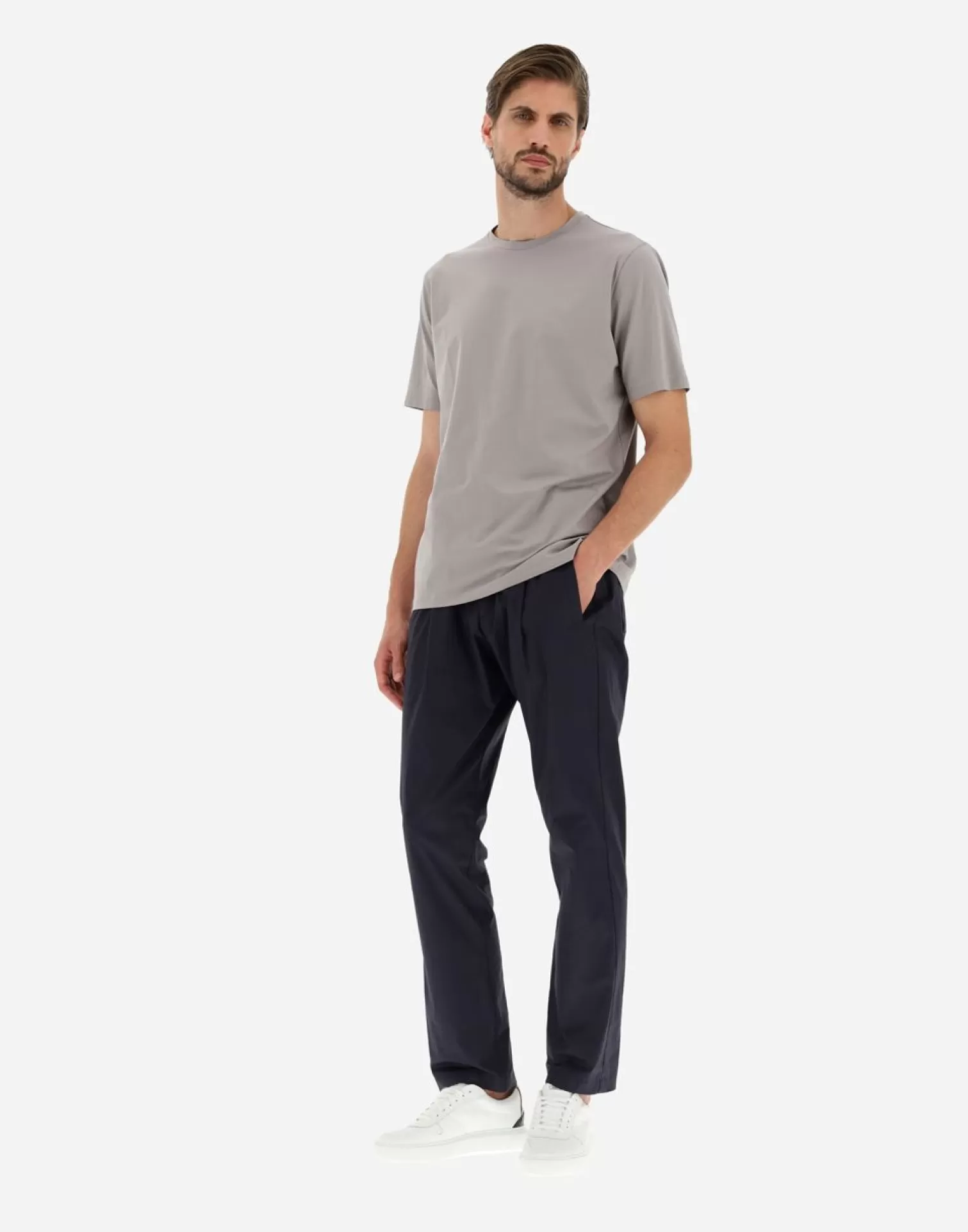 Herno T-Shirts Et Polos>T-Shirt In Superfine Cotton Stretch Light Grey