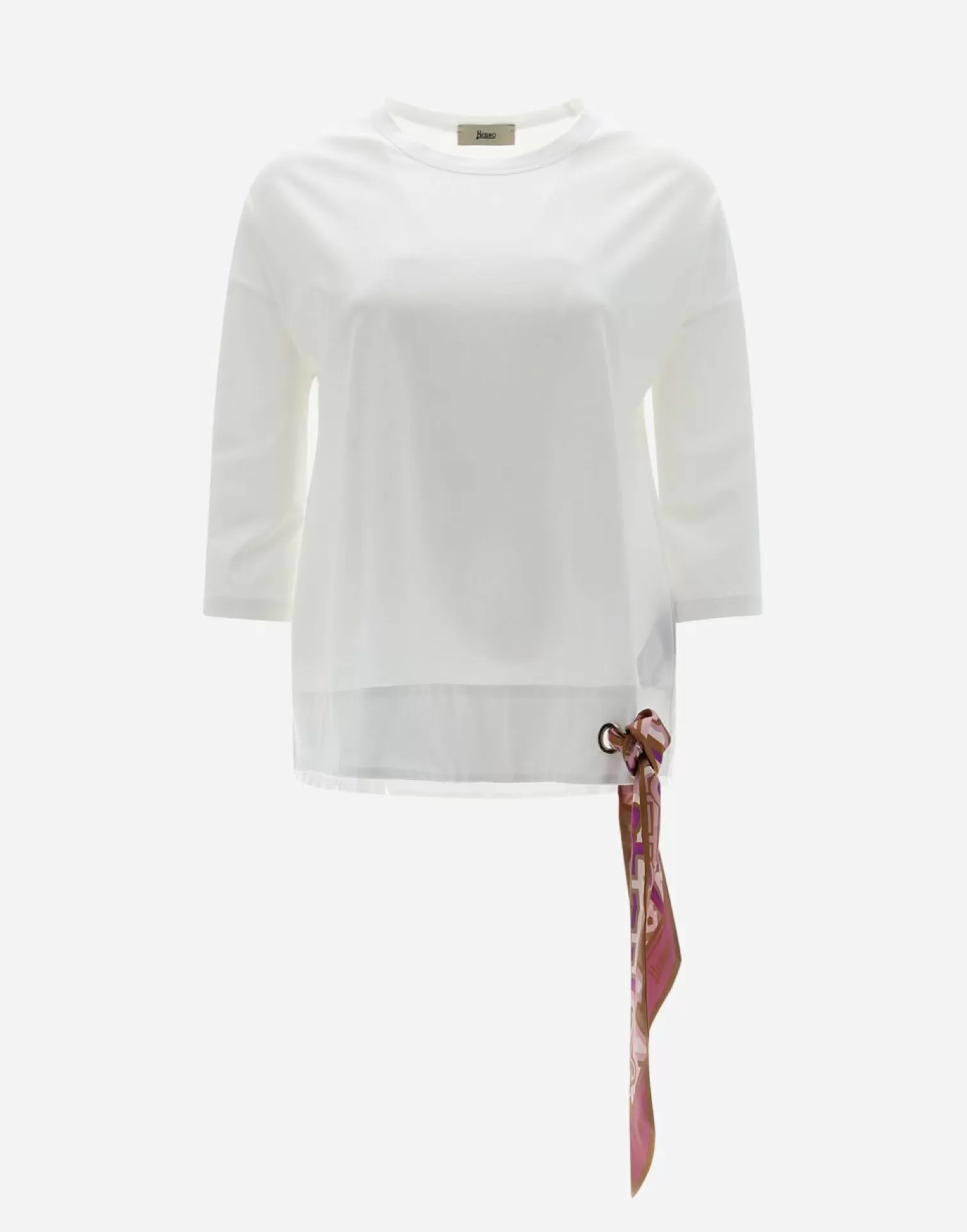 Herno T-Shirts>T-Shirt In Superfine Cotton Stretch With Bubble Scarf White