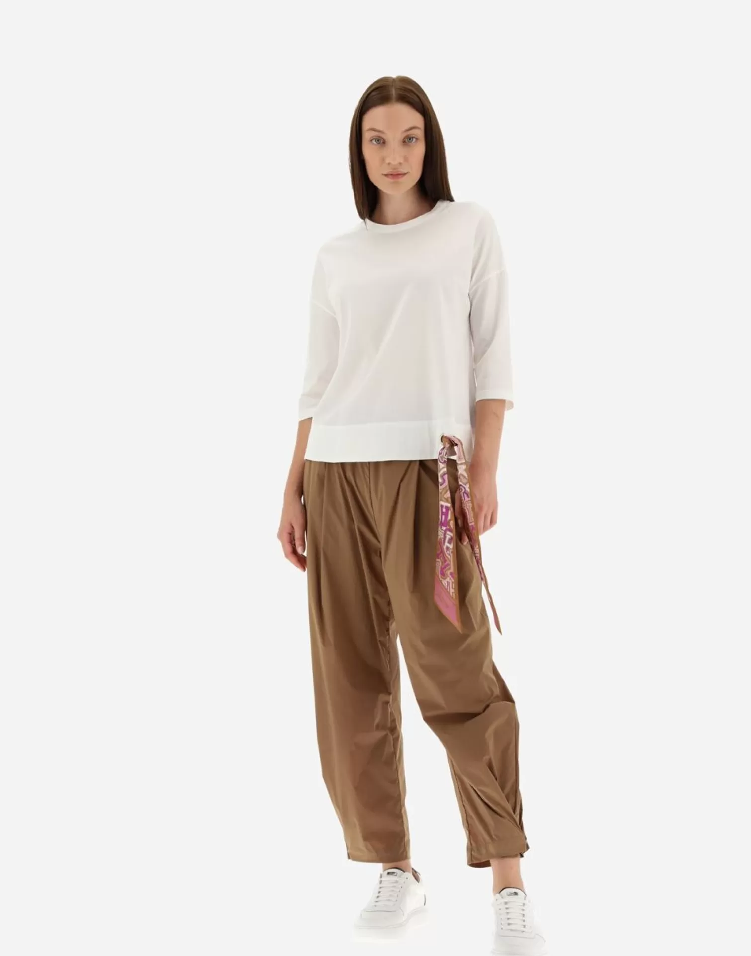 Herno T-Shirts>T-Shirt In Superfine Cotton Stretch With Bubble Scarf White