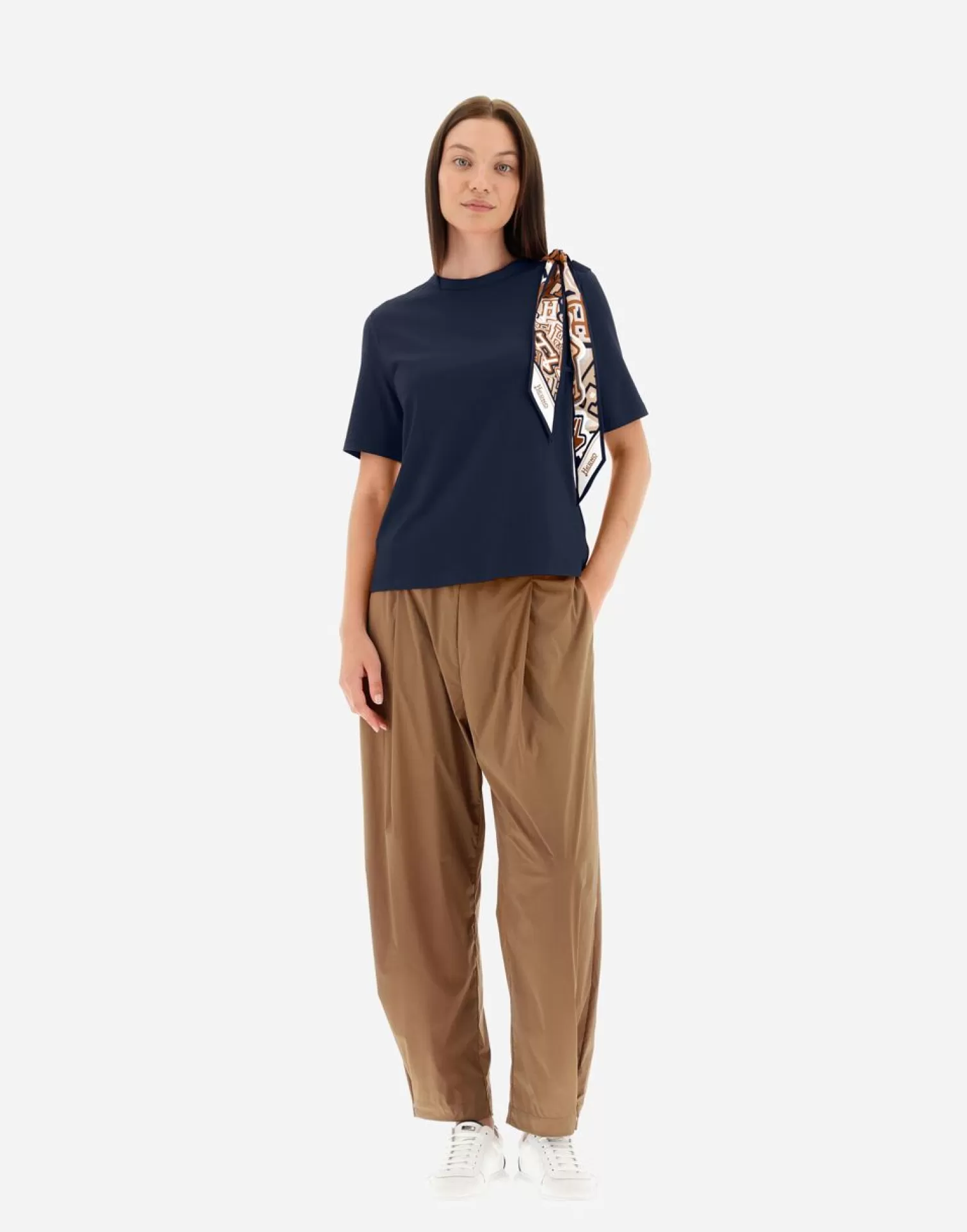 Herno T-Shirts>T-Shirt In Superfine Cotton Stretch With Bubble Scarf Navy Blue