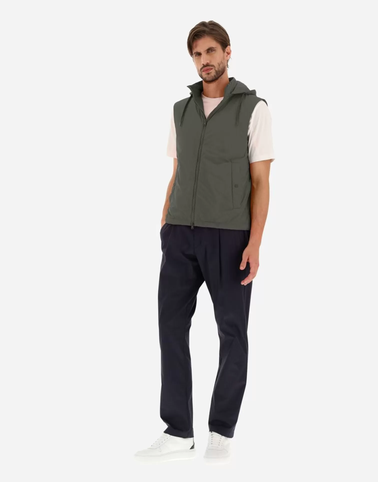 Herno Doudounes Courtes>Waistcoat In Nuage Military